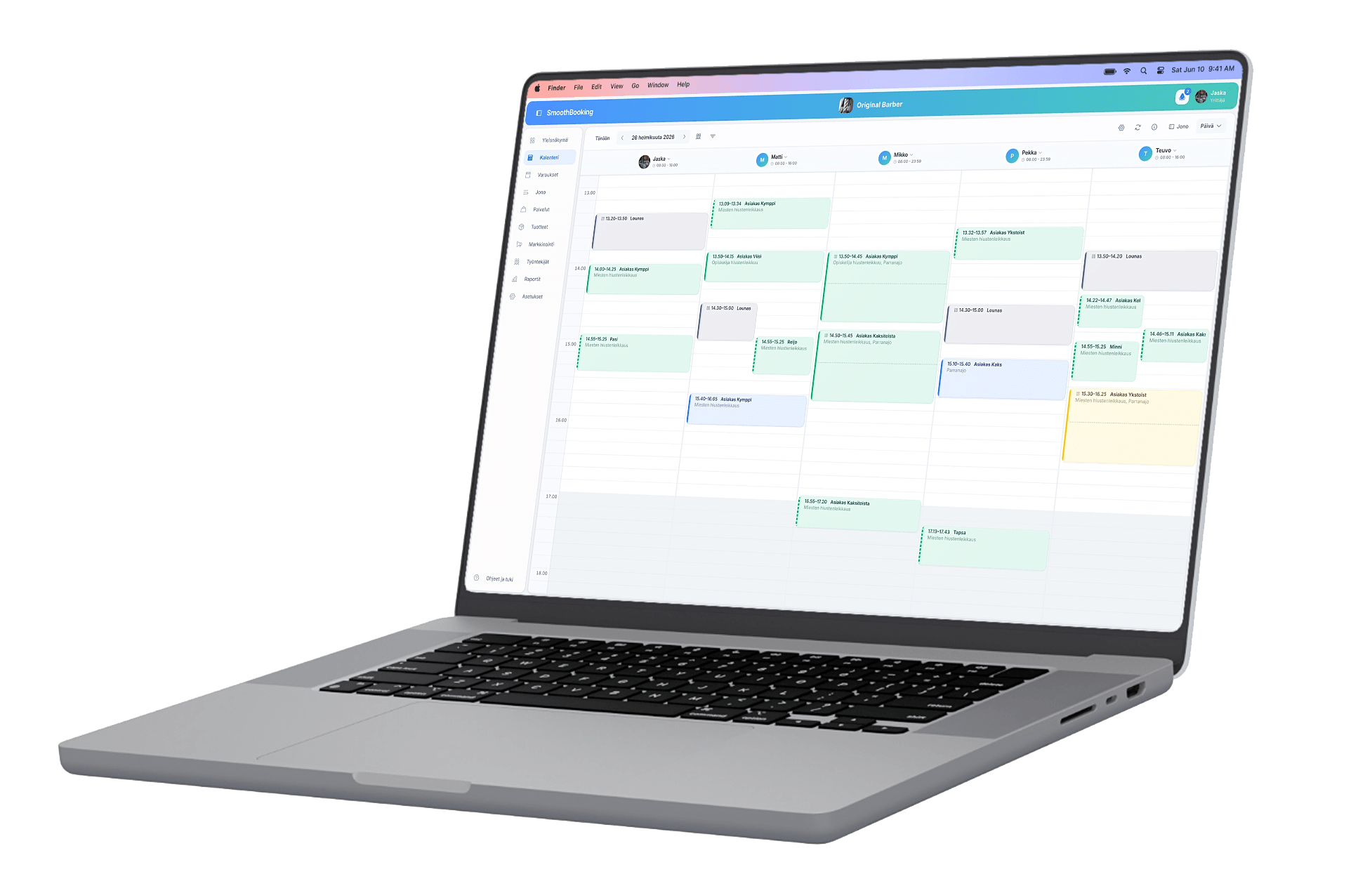 SmoothBooking Pro -järjestelmä auki läppärin näytöllä